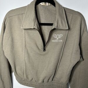 Cut & Paste Country Club Tennis Crop Quarter Zip – Small